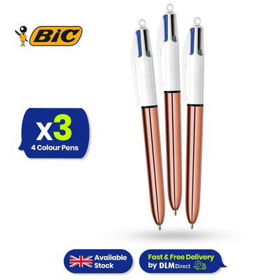 BIC 4 Colour Shine - Rose Gold - Pack of 3