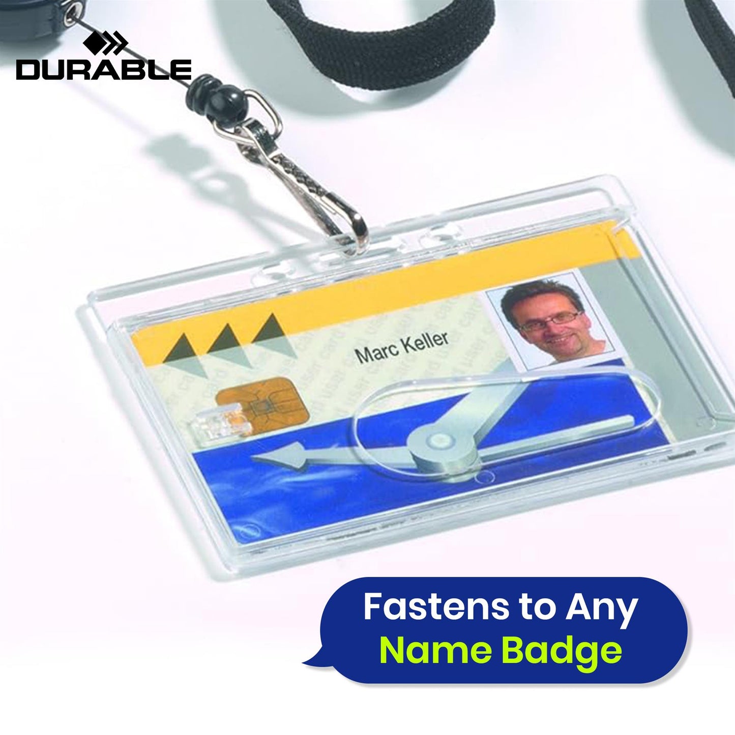 Durable Badge Reel with Black Lanyard Pack of 10 Retractable Card Holders for Name Badges ID Badges Key Fobs & Security Passes