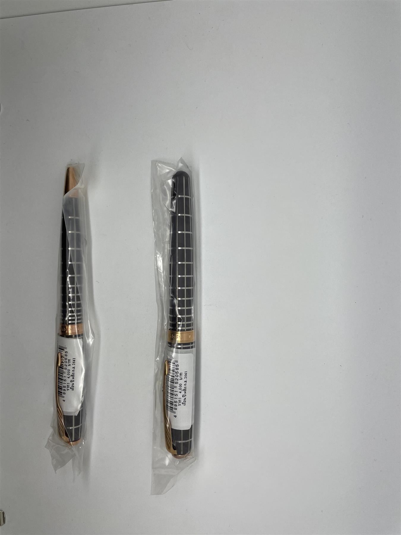 PARKER SONNET 13 SET BROWN RUBBER P GOLD TRIM BALLPOINT & ROLLERBALL SET