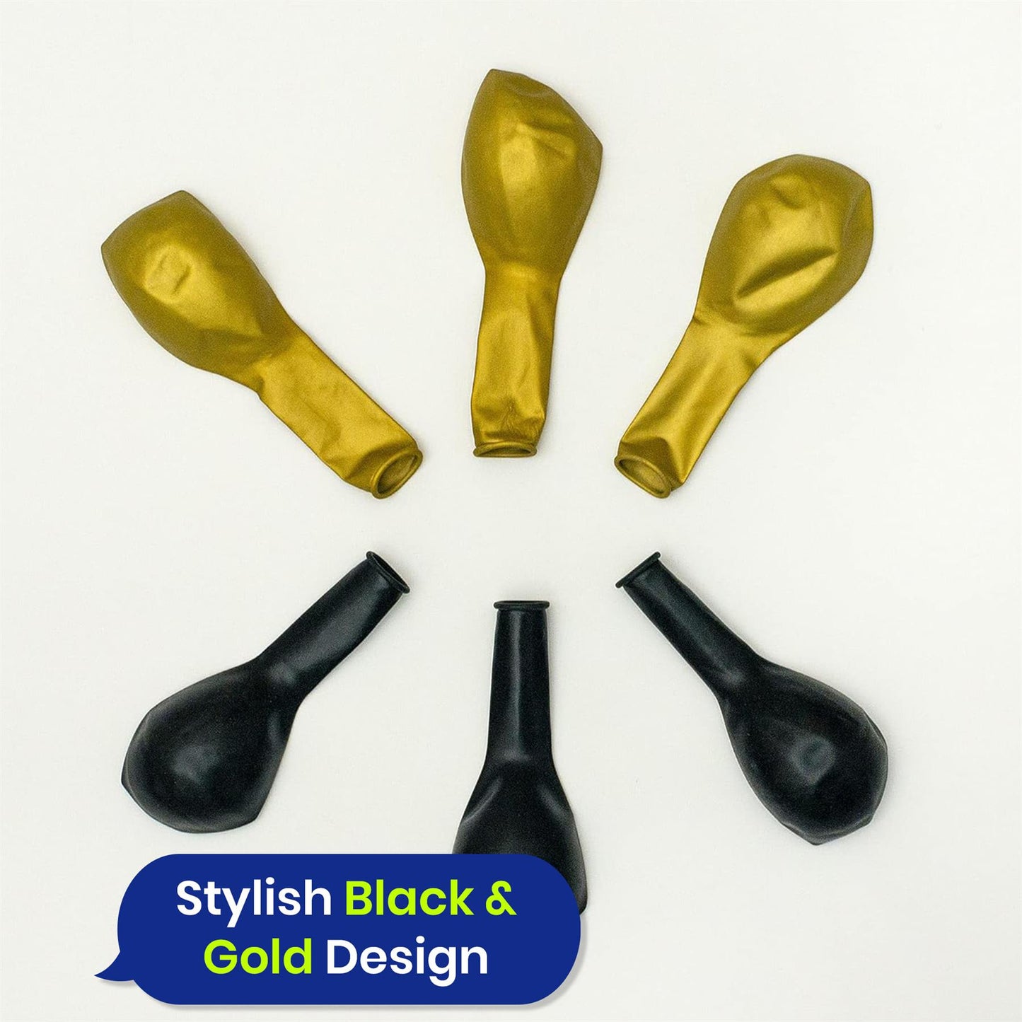 Black and Gold Balloons 12 Inch Pack of 6 Latex Party Balloons for Elegant Decorations