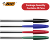 BIC Cristal Original Ballpoint Pens, Fine 1.0mm, 10 Assorted Colours, Comfortable Grip for School and Office