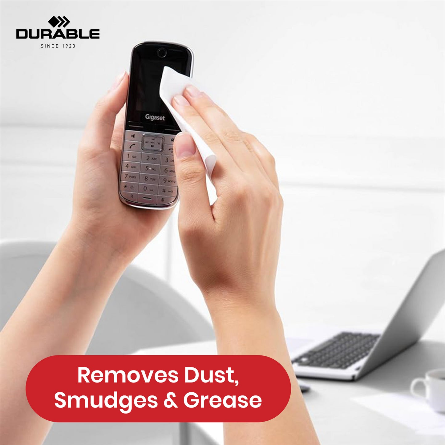 Durable SMART TAB Biodegradable Wipes - 10 Pcs Lemon Scent & Streak Free Wipes for Phones