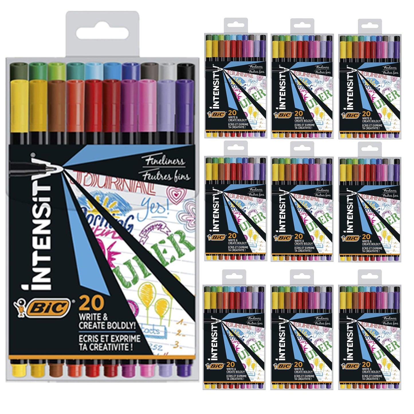 Bic Intensity Fine Tip Pens - Assorted Colours - Pack of 20