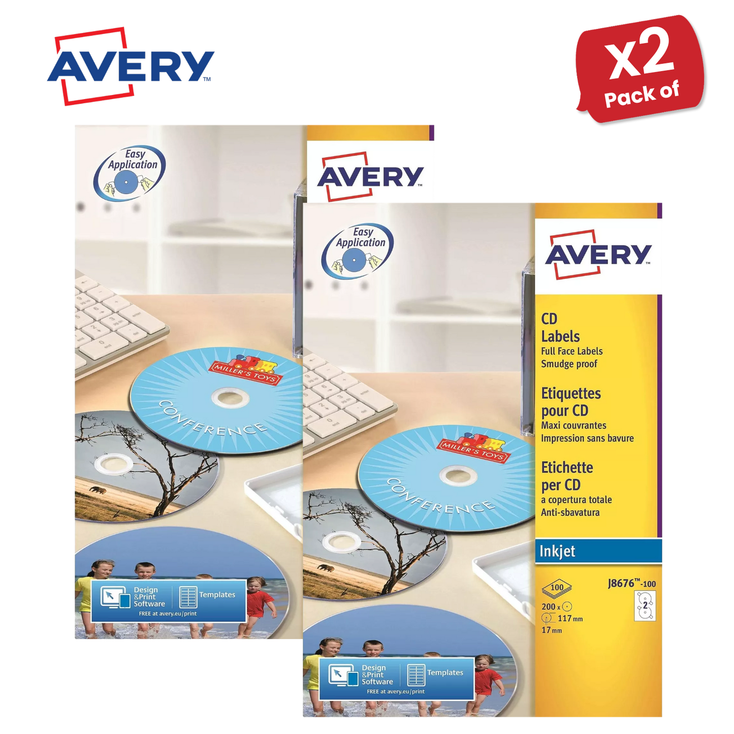 Avery J8676-100 Data Storage Labels, 200 Per Pack, 117 mm, Permanent - 1 to 5