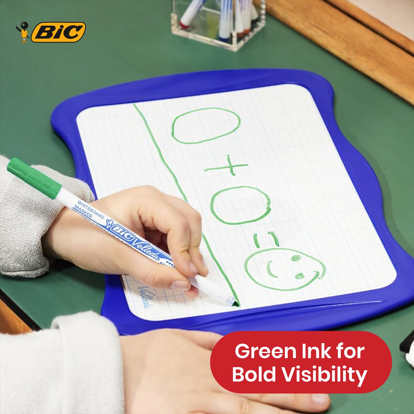 BIC Velleda Whiteboard Marker Plastic Bullet Tip Dry Erase Pen Erasable Green Ink Marker for Office Meeting & Classroom  (Pack of 24)