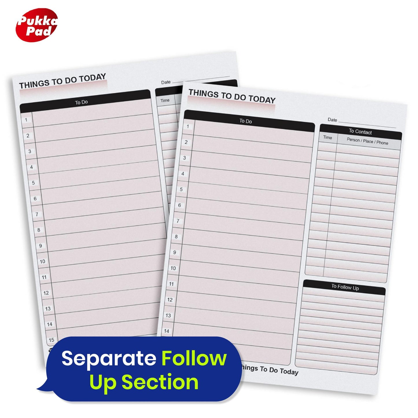 Things to Do Today Pad with Pre-Printed Sections and Hardback Cover for Planning