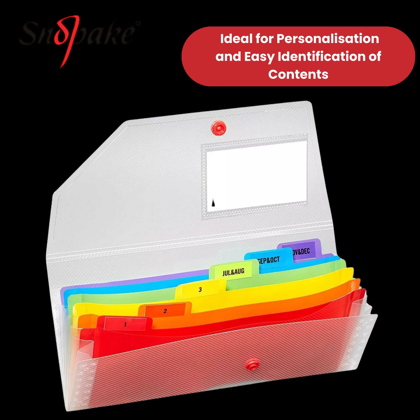 Snopake Rainbow 6part Expand Organiser DL