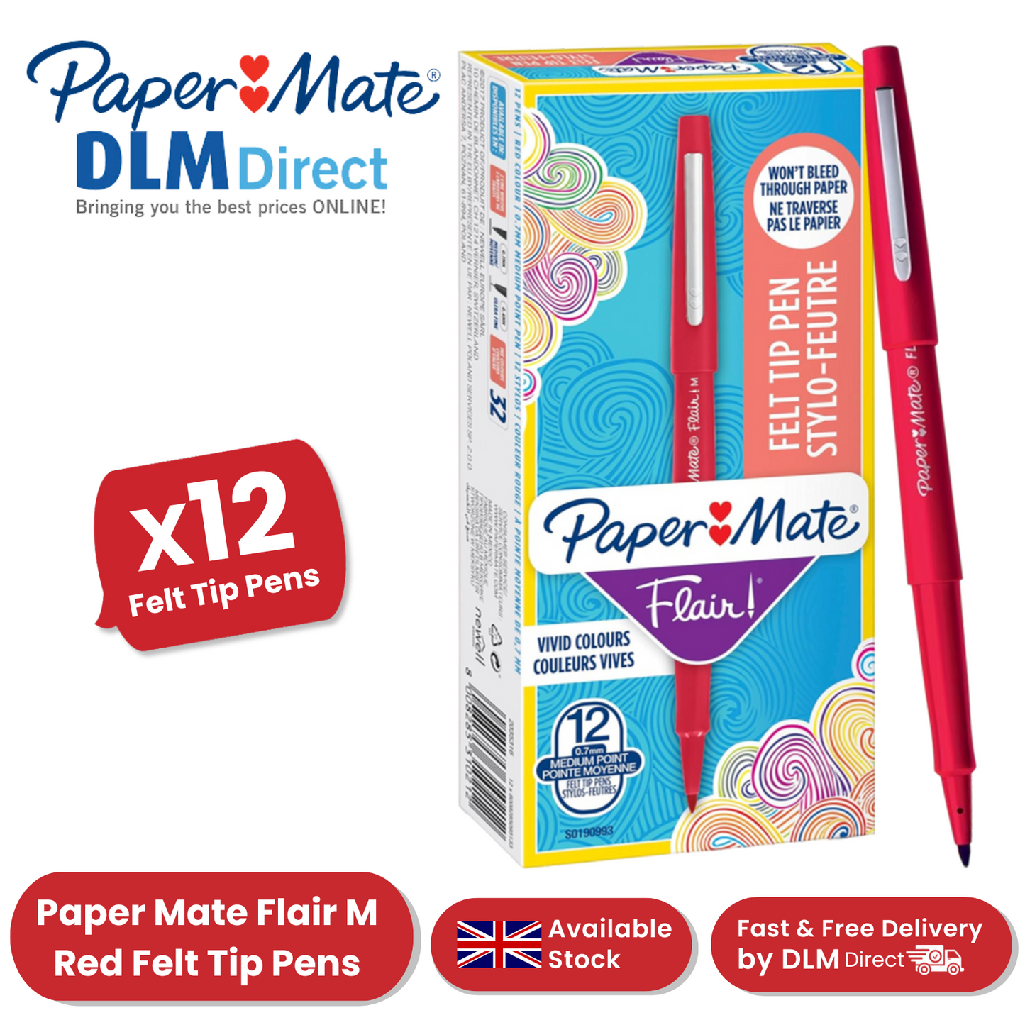 Papermate Flair Original - Red - Pack of 12