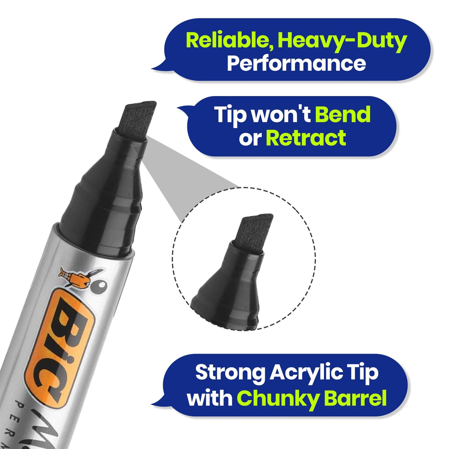 Bic 2300 Permanent Black Bullet Tip Marker - 3 Single Pens