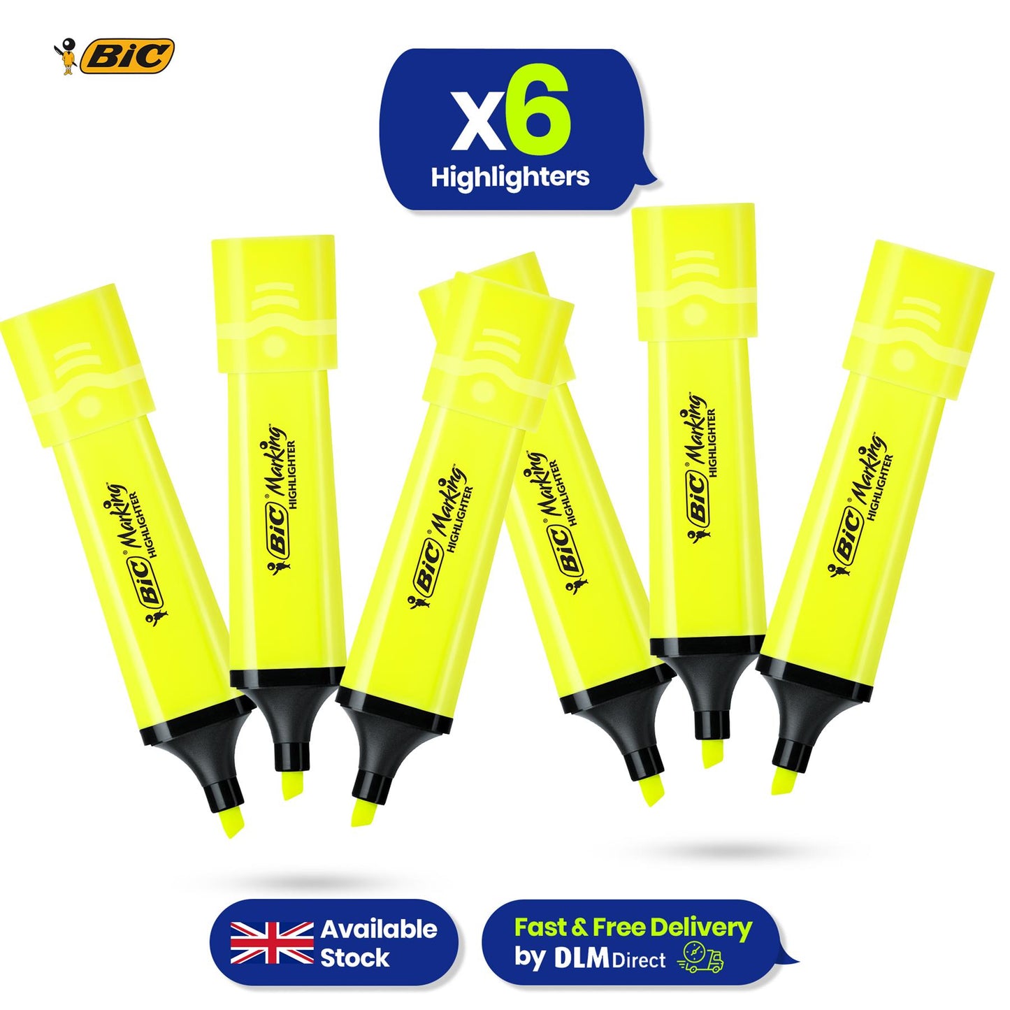 BIC Marking Highlighter Flat Marker Neon Yellow Modular Tip for Precise Highlighting