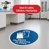 Durable Protective Gloves Floor Sticker - 43cm Blue Safety Sign Self-Adhesive Decal for Workplace