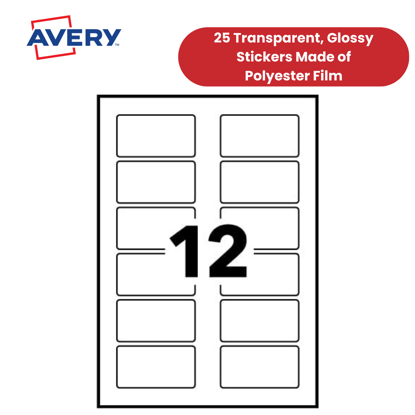 Avery L4782-20 Self Adhesive Name Badges, 240 Per Pack 75 x 40 mm - 1 to 5