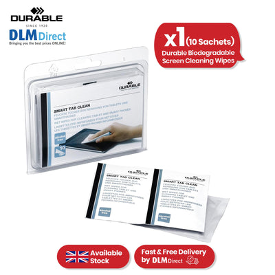 Durable SMART TAB Biodegradable Wipes - 10 Pcs Lemon Scent & Streak Free Wipes for Phones
