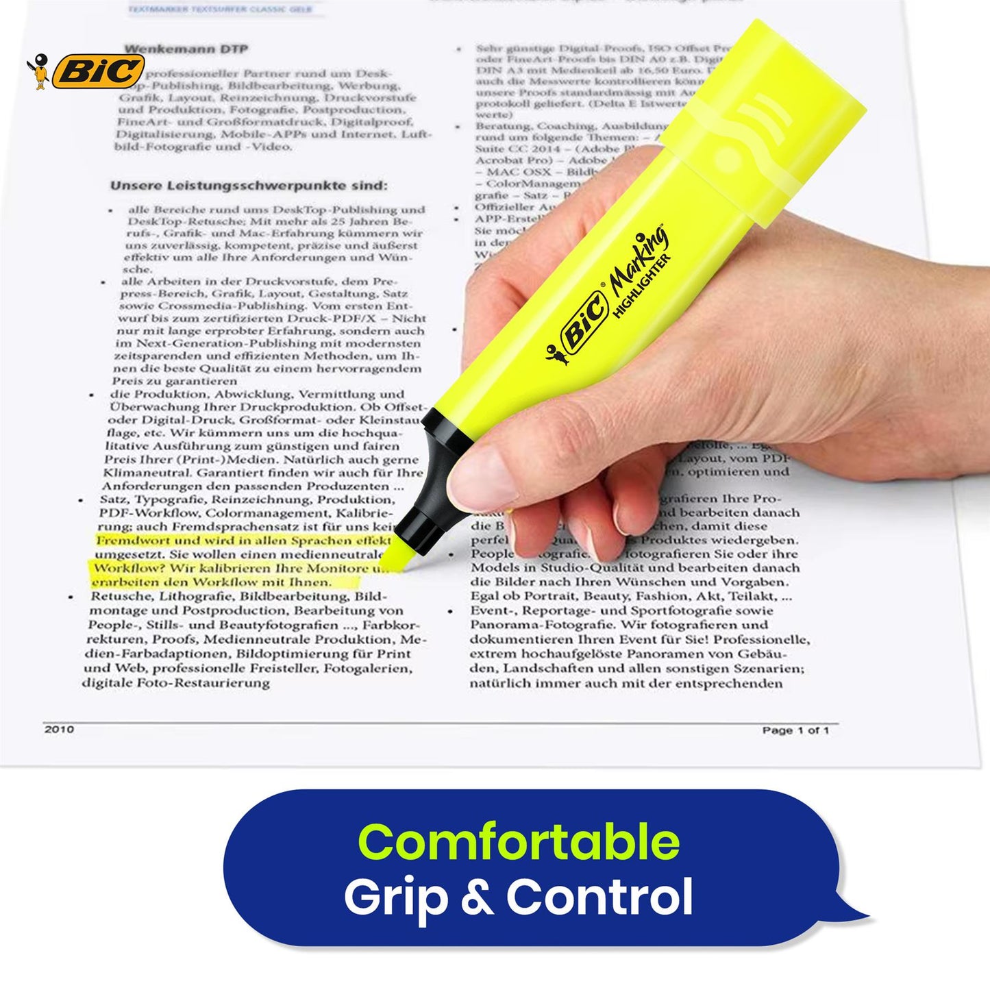 BIC Highlighter Flat Marker Neon Yellow 12x & 4x Assorted Markers