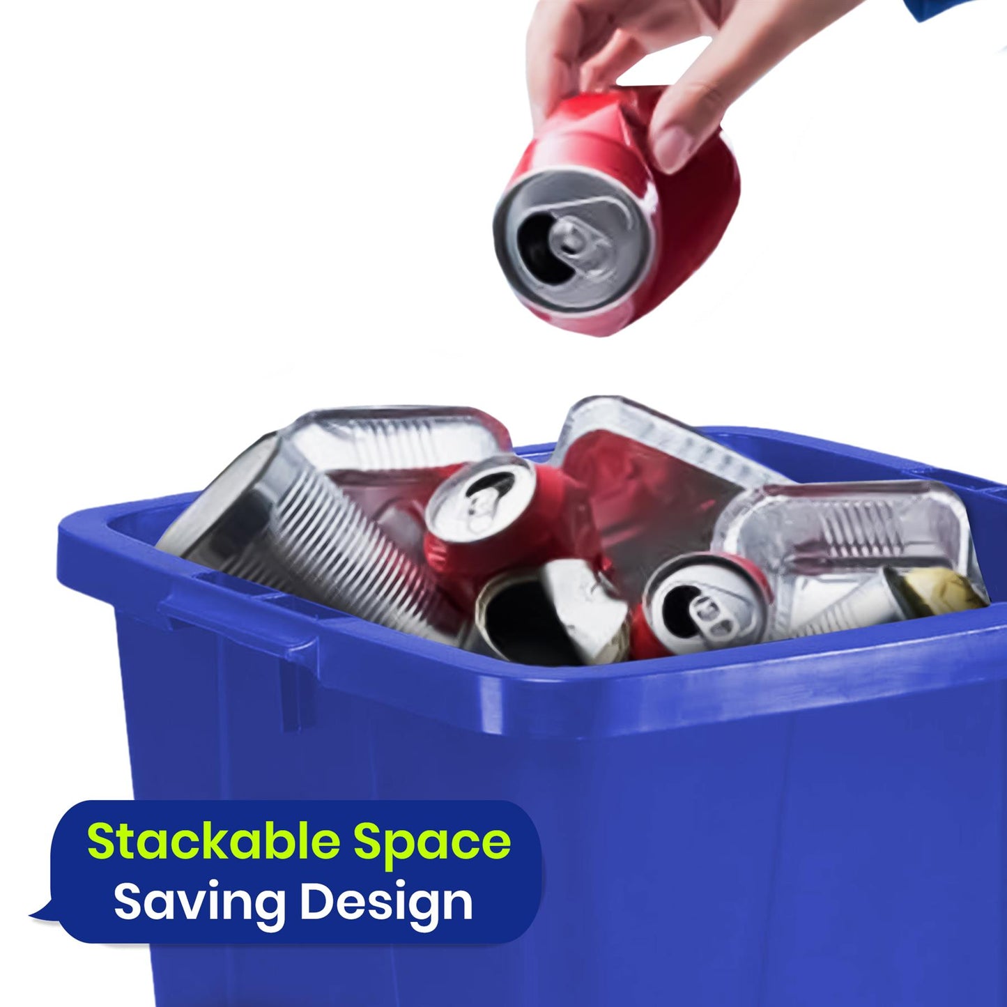 Durable Durabin Blue Waste Bin 90L Stackable Plastic Bin with Sturdy Handles