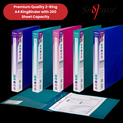 Snopake 2-Ring 25mm A4 Electra Binders Assorted Colors, Durable & Stylish x10
