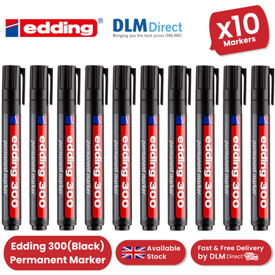 Edding 300 Permanent Marker Bullet 1.5-3mm Black - Pack of 10