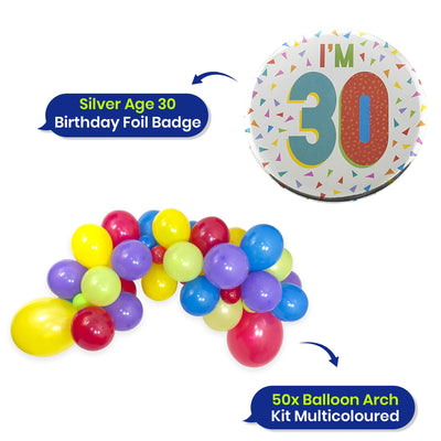 Balloon Garland Kit with Foil 30 Birthday Badge for Celebration Display Decor