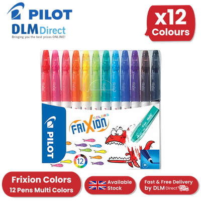 Pilot Frixion Colours Erasable Felt-Tip Pens - Wallet of 12 Assorted Colours