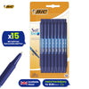 BIC Soft Feel Clic Grip Pens Pack of 15 Blue Ballpoint Pens with 1mm Tip