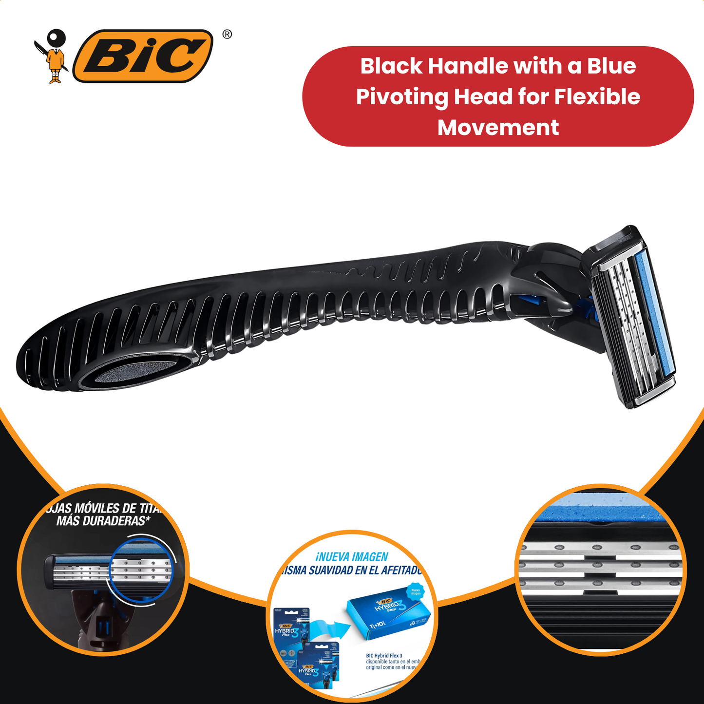 BIC Hybrid 3 Flex Refillable Men's Razor - 1 Handle + 10 Blades Pack