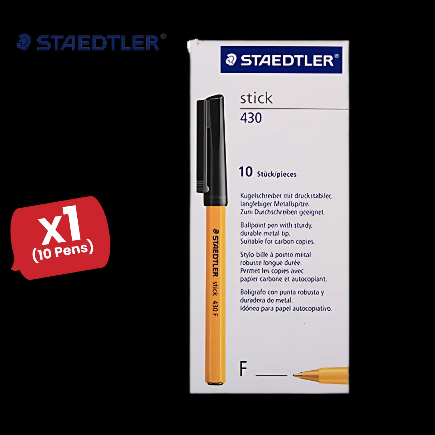 Staedtler Fine 0.3mm Black 430 F-9 - Pack of 10