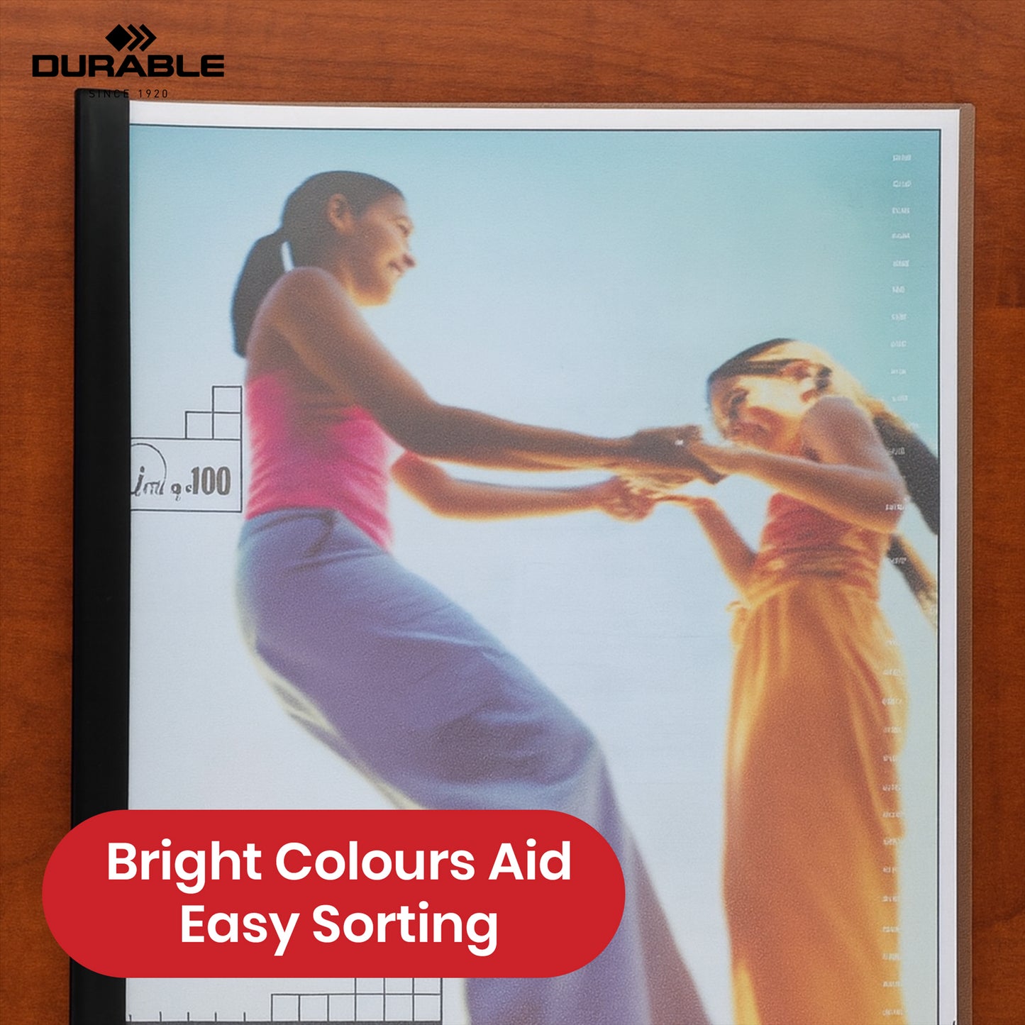 Durable A4 Clear Report Covers & Spine Bars, 10 Pack - Plastic Filing, Assorted Colours