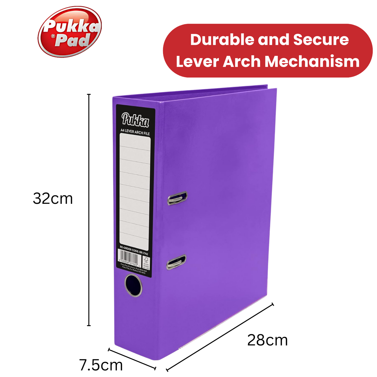 Pukka Brights Lever Arch Files - Purple - Box of 10 - Pack of 1 to 5