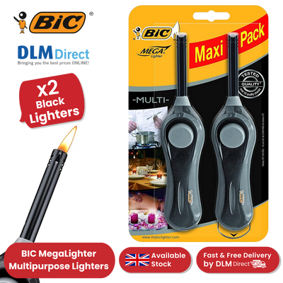 BIC Mega Standard Utility Lighter Black - Blister Pack of 2