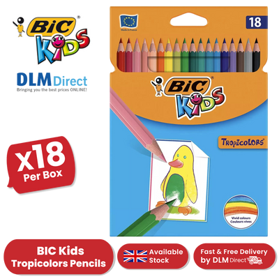 BIC Kids Tropicolors 2 Colouring Pencils Assorted - Pack of 18 - 1 to 5 Packs