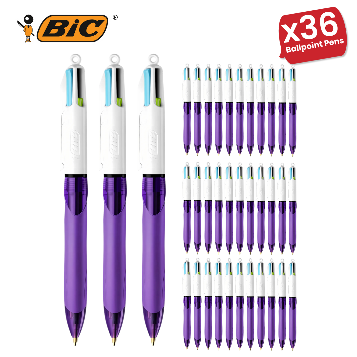Bic 4-Colours Grip Fashion Ballpoint Pen 1.0mm - Pack of 1