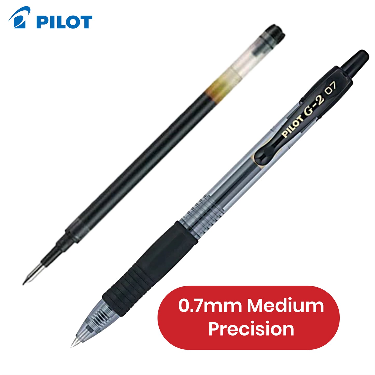 Pilot G2-07 Black Gel Ink Refill - 0.7mm Medium Ink Cartridge Replacement for Pens