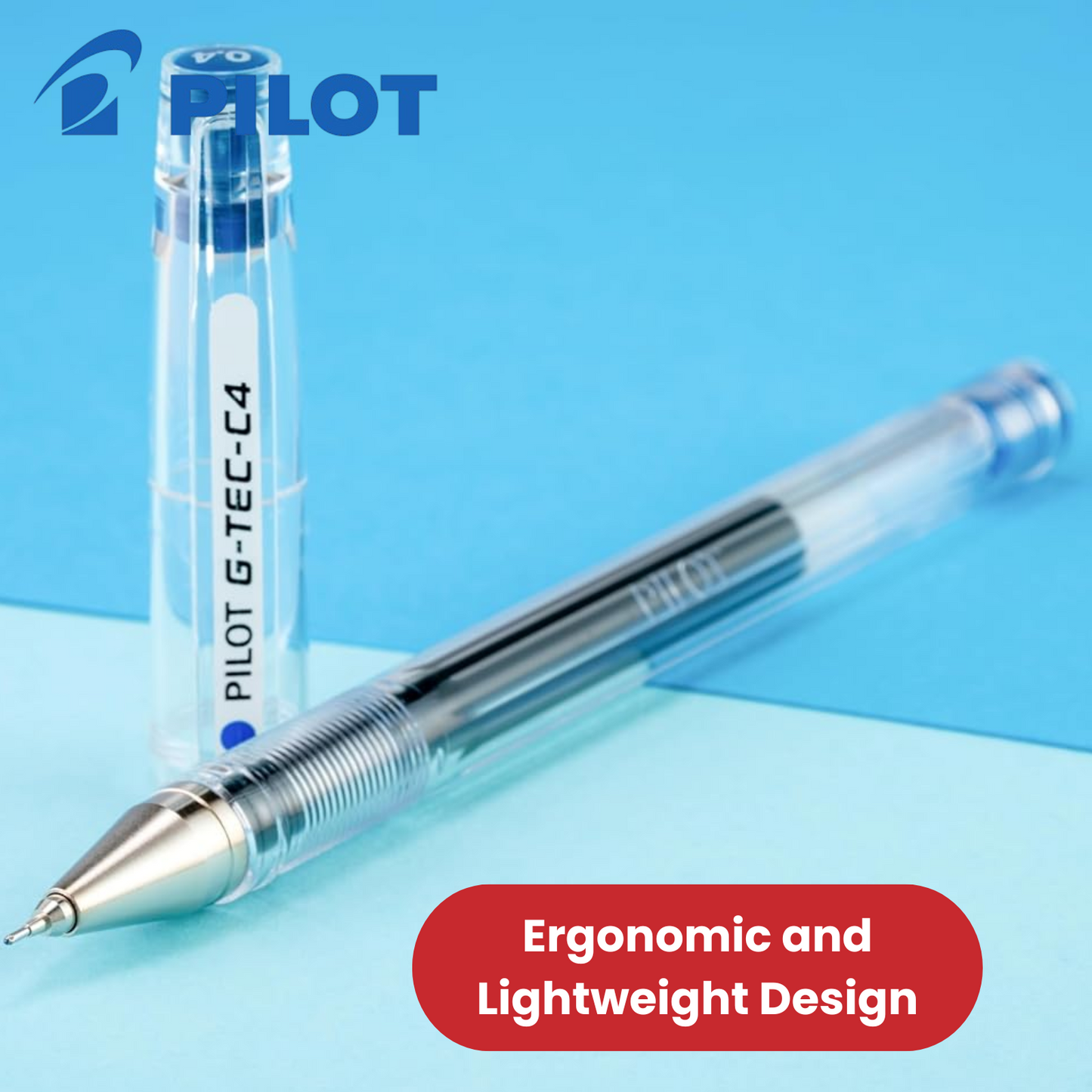 Pilot G - Tec C4 Gel Microtip Rollerball Pens 0.4 mm Tip (Pack of 3) - Blue