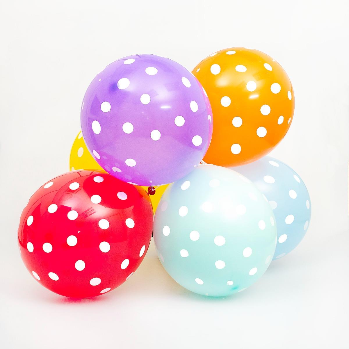 OTW003 Latex Balloon - Multicoloured - Spots - 12 Inch