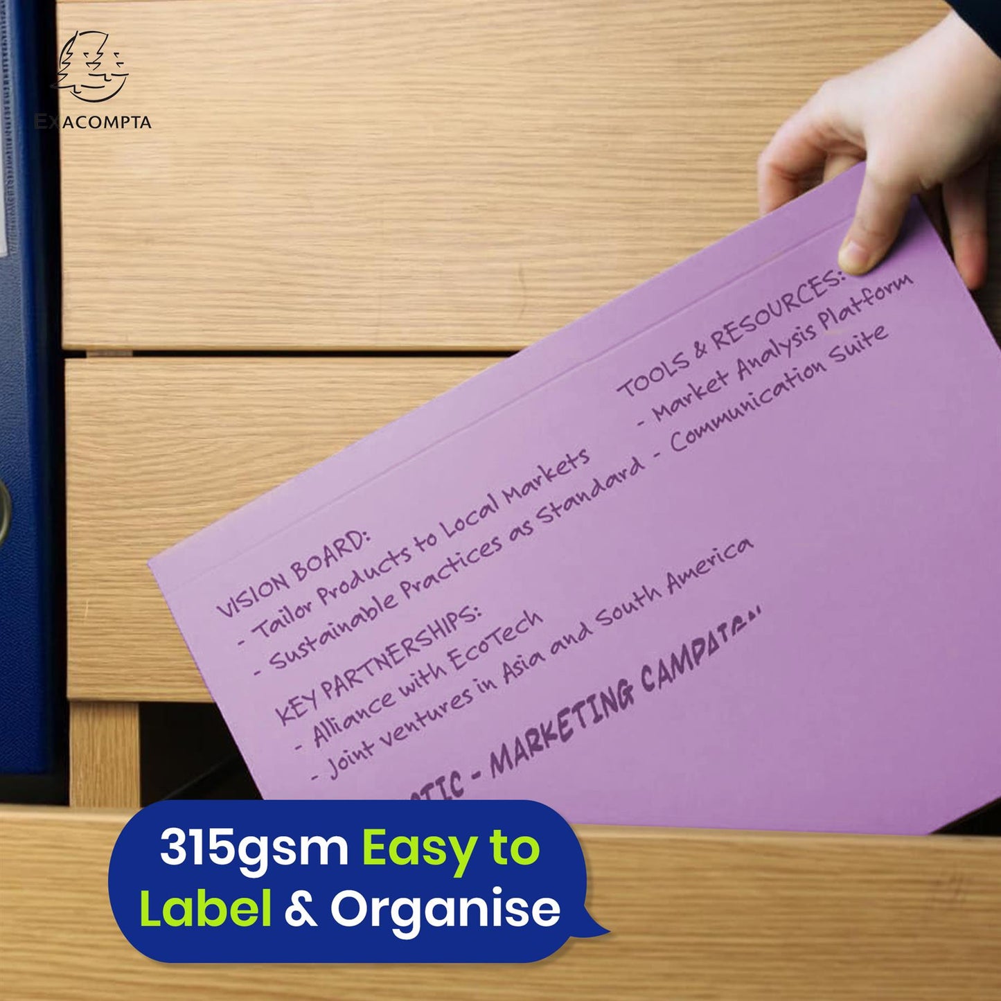 Exacompta Guildhall Mauve Foolscap 315gsm Heavyweight Manilla Double-Pocket Document Wallet,pack of 25