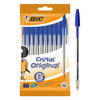 BIC Cristal Original Ballpoint Pens with Blue Ink and 1.0mm Medium Tip for Daily Writing Pack of 10