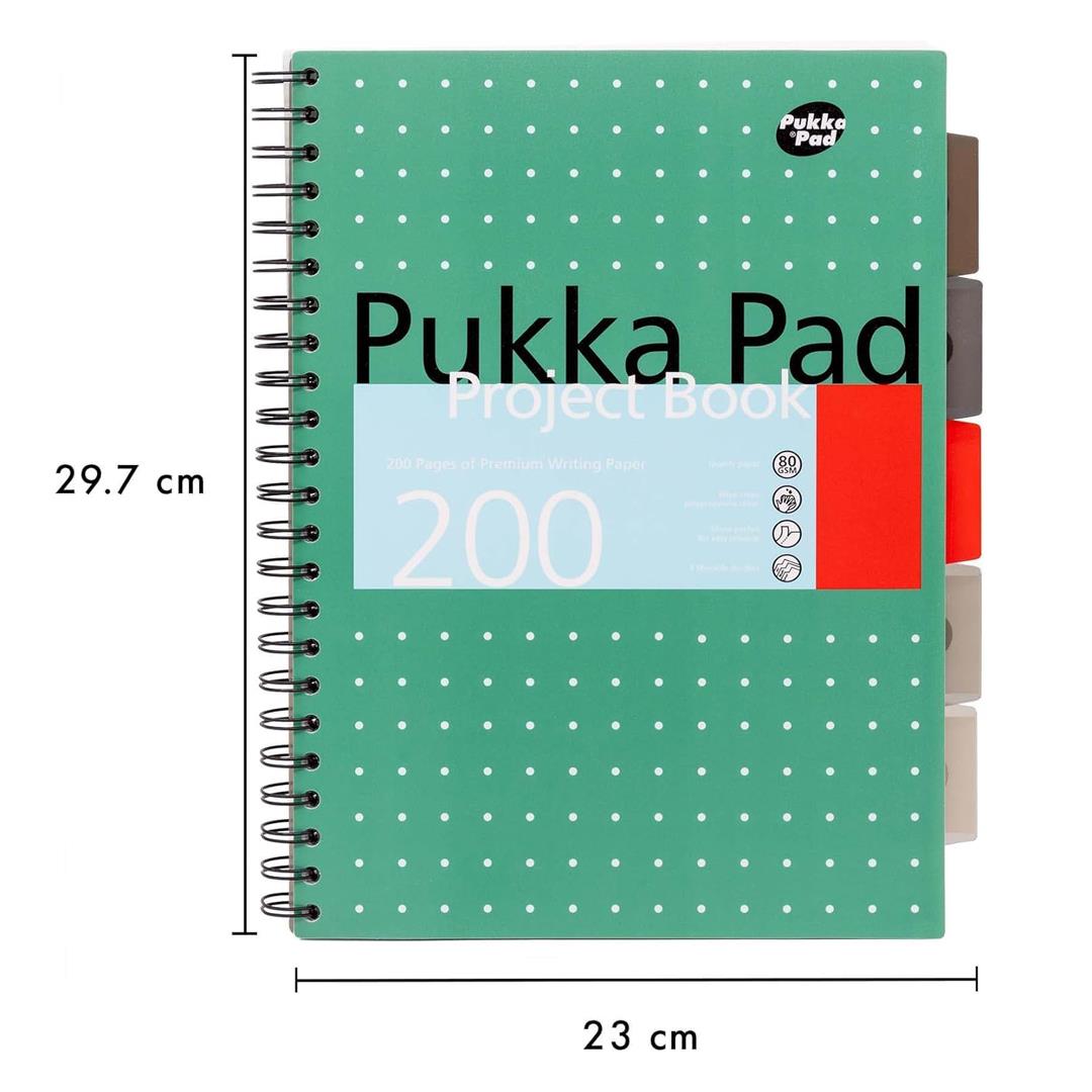 PUKKA WHITE A4 WIREBOUND PROJECT BOOK (RULED/MARGIN) - PACK OF 1