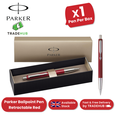 PARKER VECTOR RED BALLPOINT PEN MEDIUM NIB BLUE INK - Pack of 1 to 5