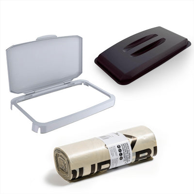 DURABIN 60L Bin Lid Grey Hinged & Black Lids & 25x Recycled 110L Liners