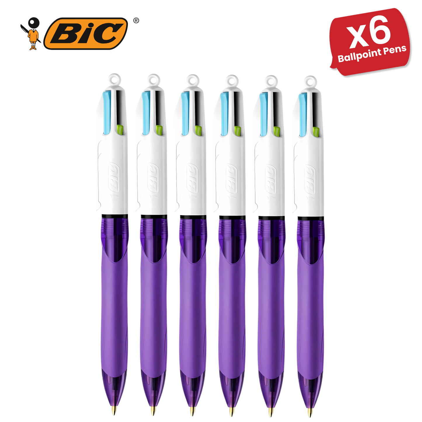 Bic 4-Colours Grip Fashion Ballpoint Pen 1.0mm - Pack of 1