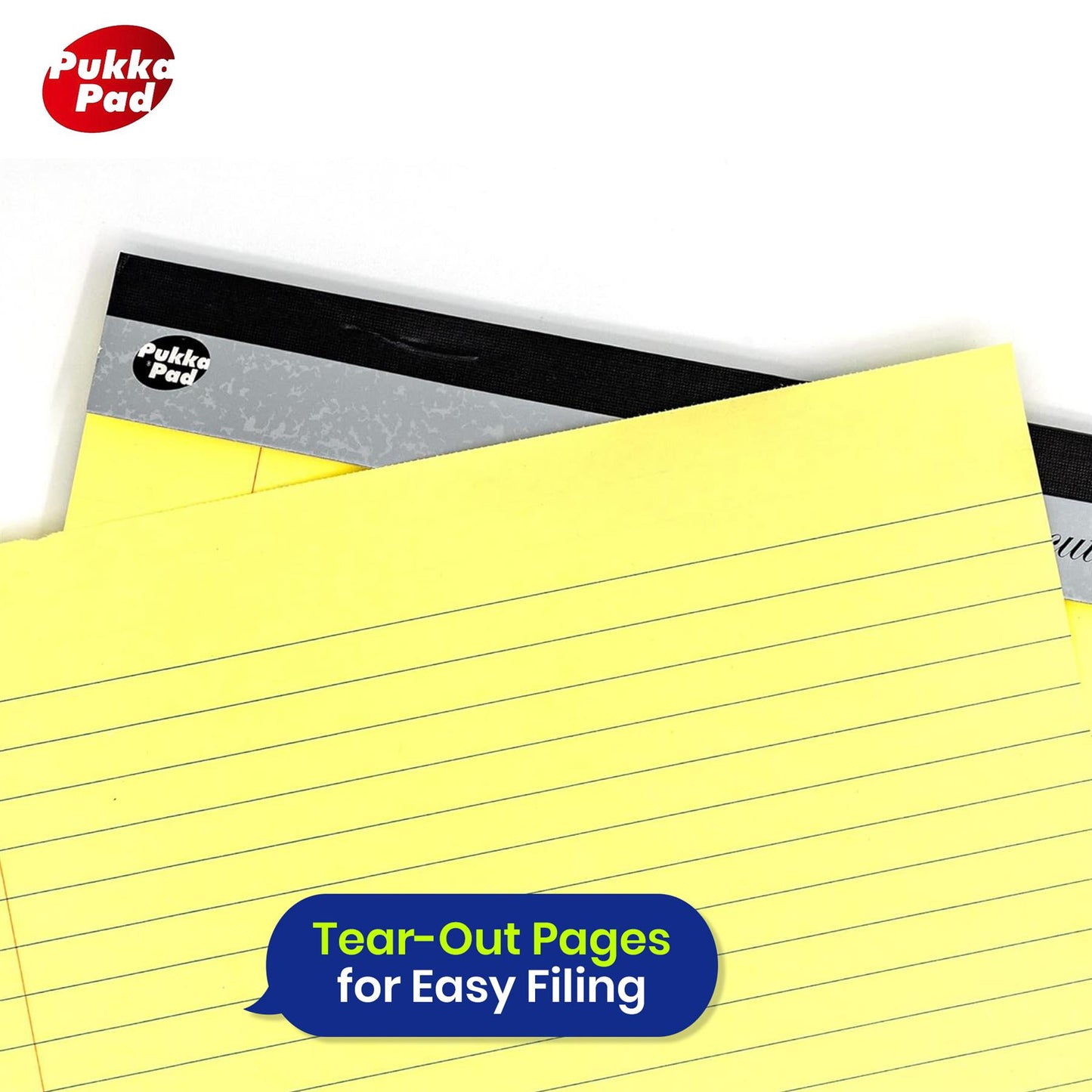 PUKKA PAD Legal Pad A4 Yellow Lined Paper 100 Pages for Office and Study