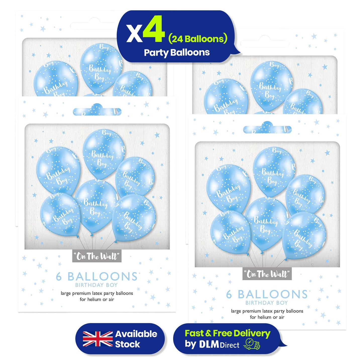 Birthday Boy Blue 12-inch Latex Party Balloons Variation