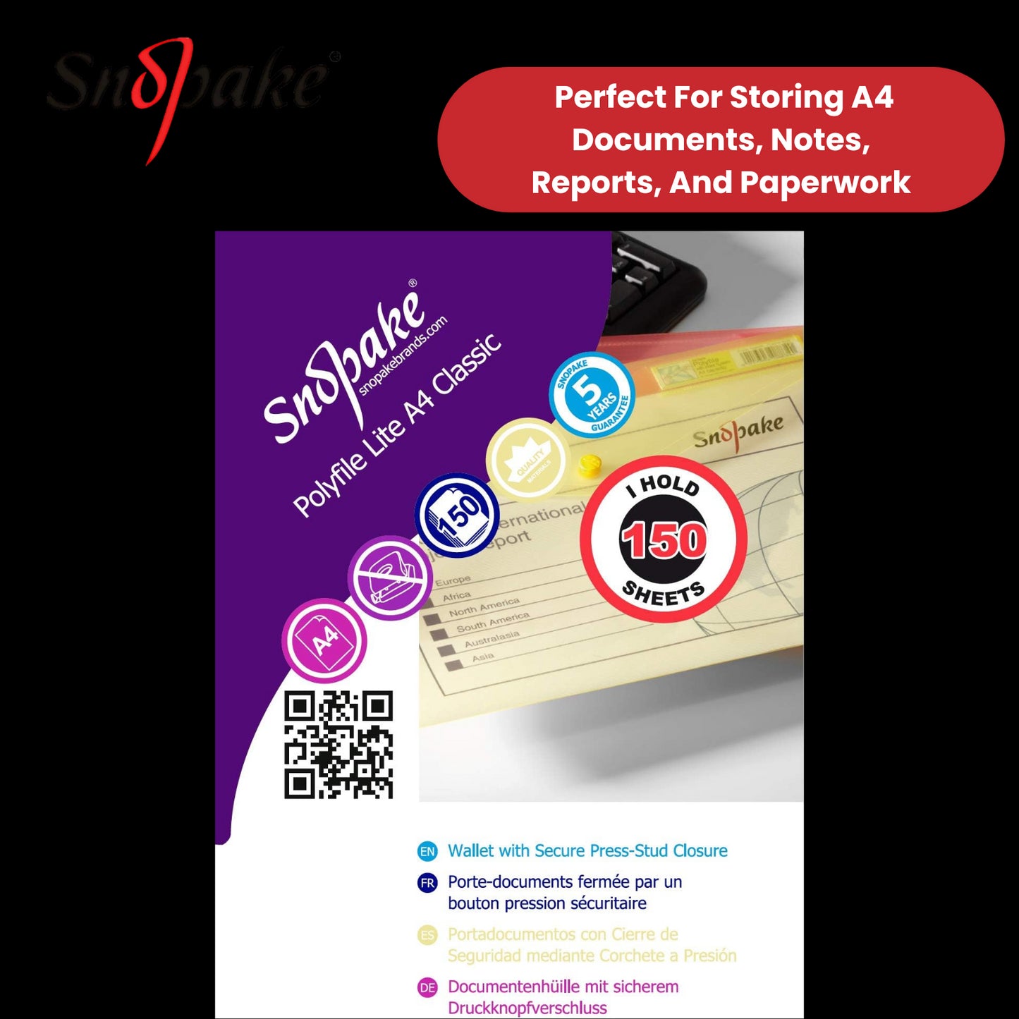 Snopake Polyfile Lite A4 Assorted for Secure and Stylish Document Storage x5