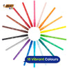 BIC Kids Colouring Pens 18 Pack Fine Tip Washable Felt Pens for School and Art