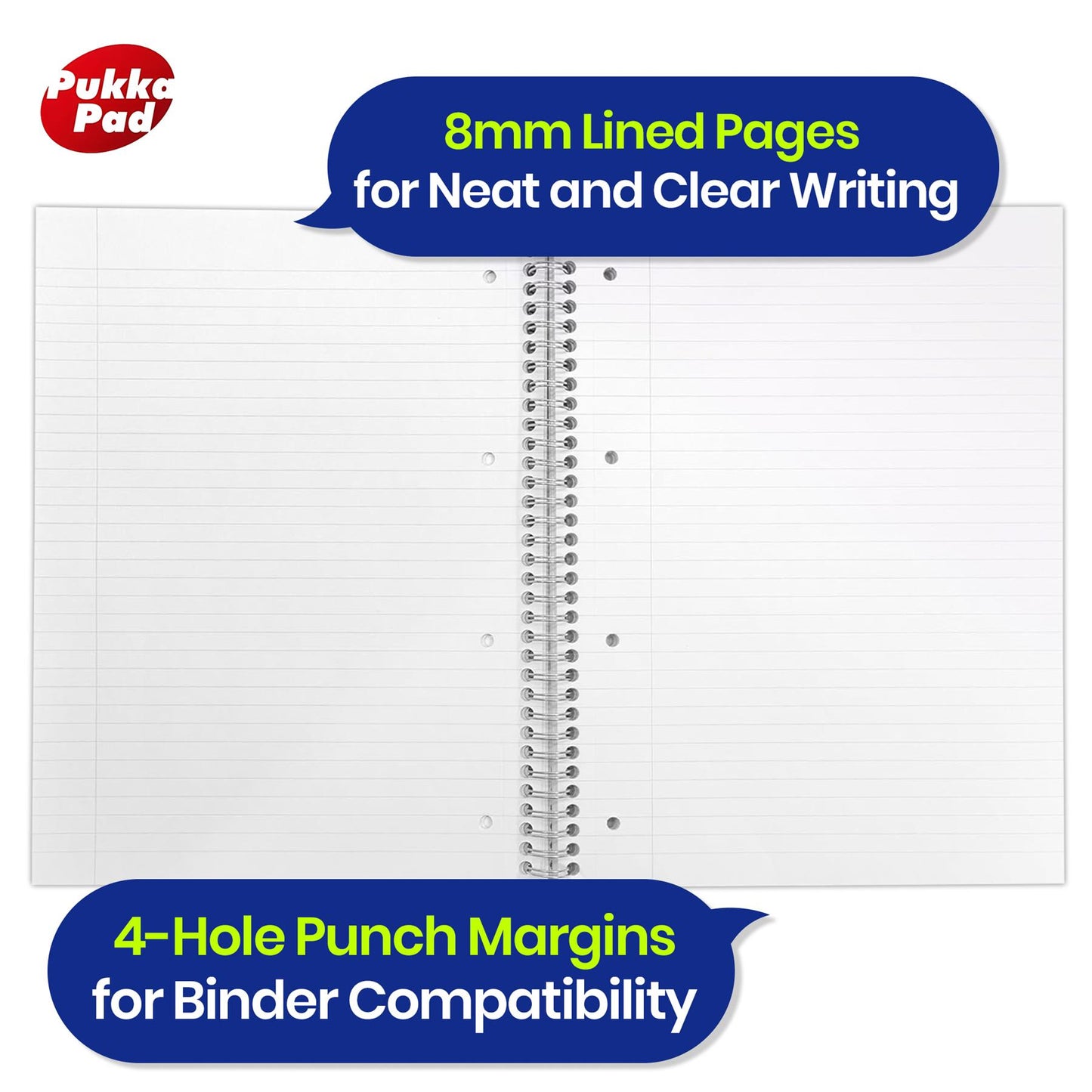 PUKKA WHITE A4 WIREBOUND PADS 200 page 80gsm  (RULED/MARGIN) - PACK OF 3