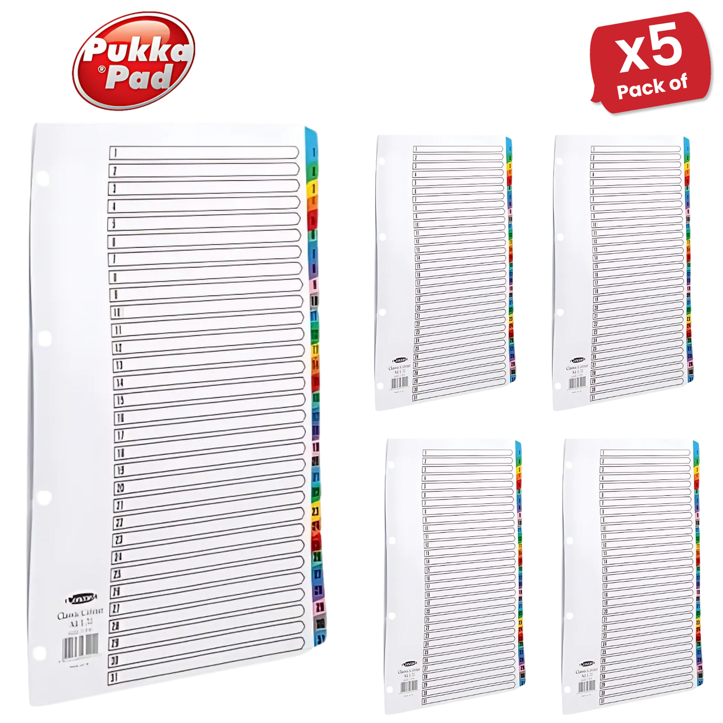 Pukka Concord Index A4 Multi 1-31 - 1 to 5 Packs