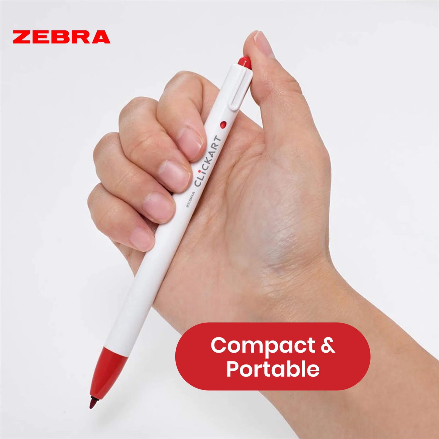 Zebra Clickart Ballpoint Retractable Bullet Tip Pen for Journaling & Drawing