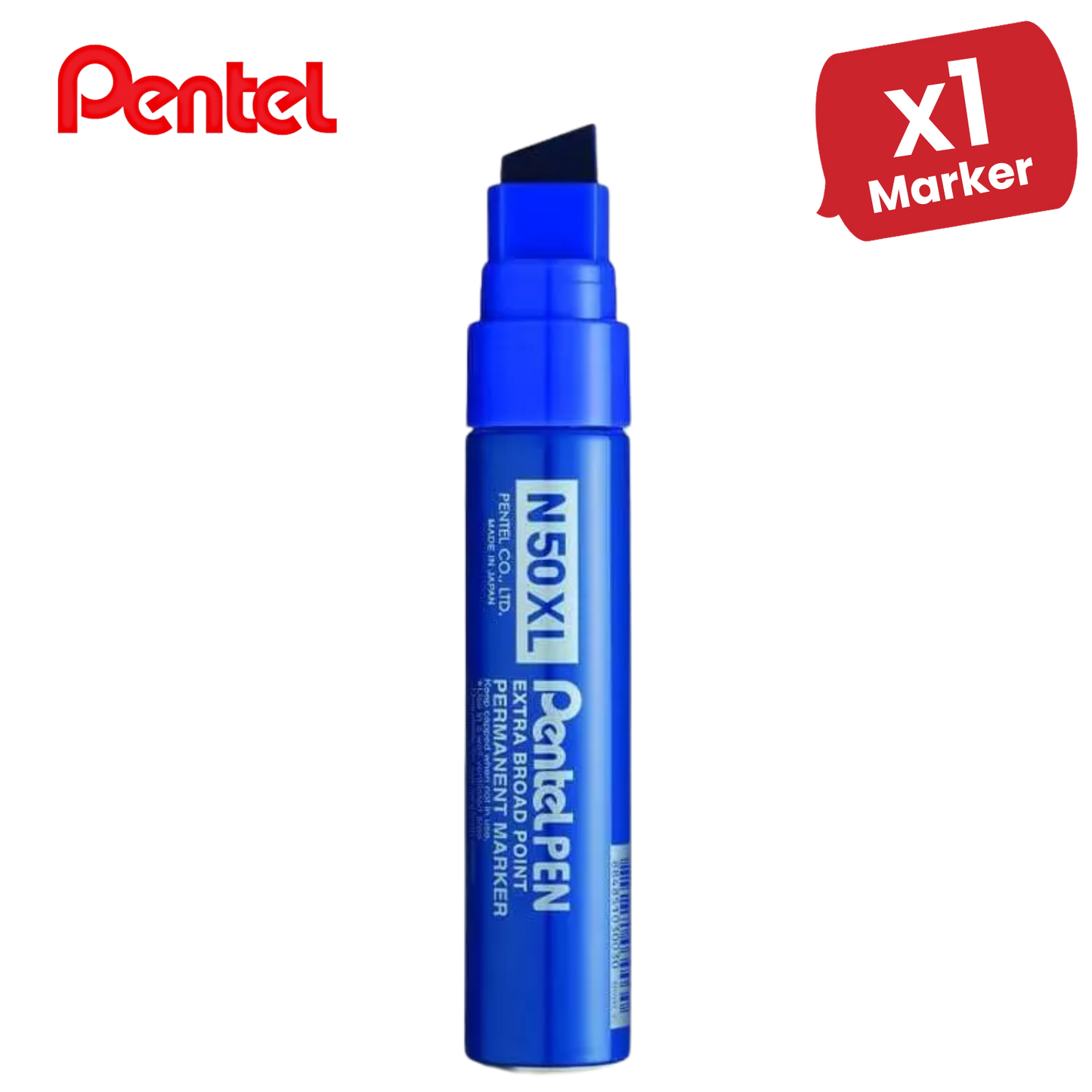 Pentel N50XL Permanent Marker Blue for Bold, Smudge-Proof Writing – Single Pen