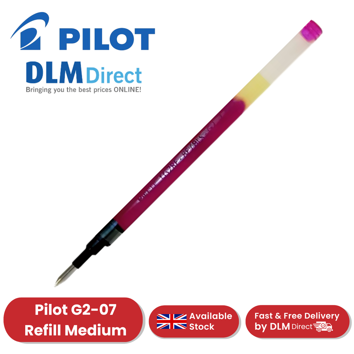 Pilot G2-07 Refill - Medium - Violet - Single - Pack of 2 to 36