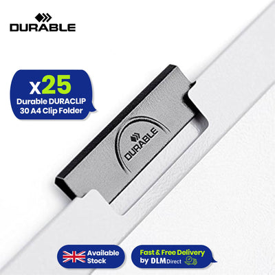 Durable DURACLIP A4 Project Folder Plastic Metal Clip 30 Sheets Holder Document Certificates Organisers  for School Office Home